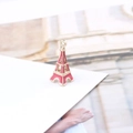 Red and gold enamel Eiffel Tower charm pendant for DIY jewelry and bracelet making - Red