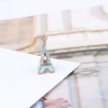 Ciondolo Torre Eiffel in lega dorata con smalto azzurro per creazione gioielli fai da te - Blu