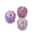 Macro detail of three purple quartz pumpkin pendants with gold 925 silver bails - Purple