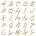 18K gold plated copper alphabet pendants with faux pearls for DIY jewelry making - Letter A / Gold