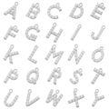 Set of 26 alphabet pendants in 18K gold plated copper with faux pearls for jewelry DIY - Letter A / White Gold