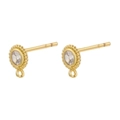 Pendientes redondos trenzados dorados con circonitas y aro colgante para joyas DIY - Dorado