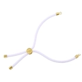 Close-up of white woven rope bracelet with gold adjustable slider for DIY jewelry - Snow White
