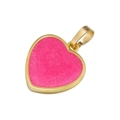Close-up of pink heart pendant with 18K gold plating and textured enamel finish - Rose Red