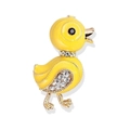 Broche canard jaune en émail avec strass scintillants et yeux noirs sur base métallique - Canard jaune / Jaune