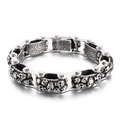 Bracciale da uomo punk a catena di bicicletta con teschio in acciaio inox retrò - Stile Teschio Argento Retrò (KB150326-KJX)