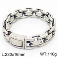 Retro antique silver stainless steel interlocking chain bracelet for men, 230x16mm - 16mm Wide (KB166031-KJX) / Antique Silver