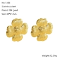 18k gold-plated stainless steel clover earrings in golden finish, size 31x31mm - Gold