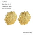 Golden sunflower earrings in 18k gold plated stainless steel with textured petals - Sunflower Stud Earrings (ZXG1387-Gold)