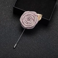 Handmade dusty rose fabric flower brooch with golden leaf and silver lapel pin - Apricot