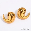 Detailed view of teardrop earrings measuring 2.1cm by 2.4cm with polished gold finish - Gold Color Earrings (F411)