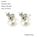 Französische Vintage-Perlenohrstecker aus 18k vergoldetem Edelstahl, Größe 19x16mm - Silber(ZYS020)