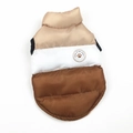 Gilet invernale per cani beige e marrone in tessuto trapuntato caldo con design color-block - Imbottito Caffè
