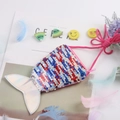 Children's mermaid tail sequin crossbody bag in colorful stripe pattern with bow detail - Iridescent