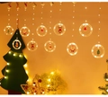 Christmas LED ring lights with Santa Claus and snowman figurines in warm yellow light - Warm White Battery Remote Ring