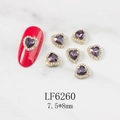 Detail of heart-shaped nail charm LF6260 with purple crystal and gold metal base - Dark Purple Heart Gold Base (6260)