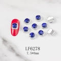 Detail view of 7.5x8mm blue square nail charms with rhinestones and metal base - Blue Square Silver Base (6278)
