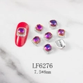 Macro detail of LF6276 3D square nail charm with purple rhinestone and silver base - AB Color Square Silver Base (6276)