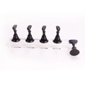 Long acrylic nail art base with four black chess piece holders on white background - Black