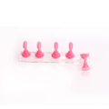 Pink manicure nail tip practice stands with a clear long acrylic display base holder - Rose Red