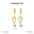 Detail view of 45x9mm gold snake earrings with sparkling rhinestone inlay details - Gold Snake Style (KE112562-SP)