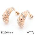 Orecchini a cerchio croissant oro rosa con zirconi bianchi stile vintage chic - Stile Croissant (KE112299-KFC) / Oro rosa