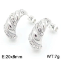 Orecchini a spirale in argento con diamanti, dimensioni 20x8mm e peso 7g - Stile Croissant (KE112301-KFC) / Color Acciaio