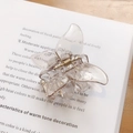 Transparent butterfly hair clip for women featuring a durable gold metal spring mechanism - Beige