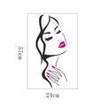 Detalle de vinilo decorativo de arte lineal femenino con medidas 57 cm por 24 cm - 24x57cm/Labios Rosa Fucsia