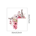 Detail showing dimensions of floral switch sticker with pink anemones and gray leaves - 16*18CM