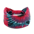 Women's wide tie-dye sports headband in vibrant red blue and purple fabric - Red Blue Purple Tie-Dye