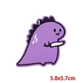 Detail of purple cartoon dinosaur embroidery patch with 5.8x5.7cm size measurement - Purple Dinosaur / 5.8x5.7cm