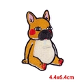 Detail of cartoon french bulldog embroidered patch with 4.4x6.4cm dimensions - Sitting French Bulldog