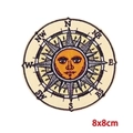 8x8cm round compass sun embroidered patch for DIY clothing iron-on applique - Retro Compass Sun