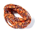 Détail d'une corde plate en coton de 5mm avec motif ethnique coloré pour le bricolage - 5mm/5 Yards / Orange