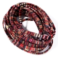 Gros plan d'un cordon plat tressé de 5mm aux motifs géométriques rouges et dorés pour DIY - 5mm/5 Yards / Rouge