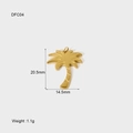 Detailed dimensions of 14K gold plated titanium steel coconut tree pendant with measurements - DFC04 Palm Tree