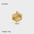 Macro detail of 16mm gold plated hexagonal scallop pendant with clear gemstones - DFC06G Gold Gem