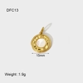 Detail of 14K gold plated shell pendant with white mother of pearl inlay, 15mm diameter - DFC13 Round MOP