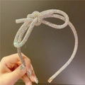 Detalle de diadema hecha a mano con diamantes de imitación de colores y un lazo grande - Lazo De Circonita Completa / Arcoíris AB