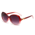 Red transparent oversized sunglasses with gradient purple lenses and gold bow decor - Gradient Red Frame Gradient Grey Lens
