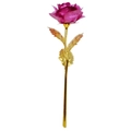 Single pink metallic foil rose with golden stem for Valentine's Day gift - Old Style Rose Red