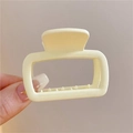 Elegante pinza de pelo cuadrada beige mate para peinados de mujer con estilo minimalista chic - Amarillo leche