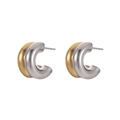 Zweifarbige goldene und silberne C-förmige Creolen mit polierter Metalloberfläche - Gold und Silber