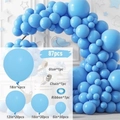 87pcs Matte Blue Latex Balloon Arch Kit with varying sizes for party decoration - Balloon And Accessory Set / Blue