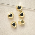 Detalle de cuentas espaciadoras de corazón chapadas en oro de 18k para creación de joyas - 4# 18k Negro (Precio por unidad)