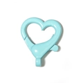 Macro detail of heart-shaped lobster clasp in light blue finish for DIY keychains - Small / Light Blue