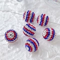 Macro detail of six sparkling red white and blue gradient crystal rhinestone ball beads - 10# Red White Blue Stripes (Single)