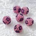 Detailed view of pink clay disco beads with black rhinestone patterns for DIY jewelry - 5# Pink Base Dark Pattern (Single)