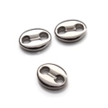 Three oval silver stainless steel jewelry charms with two holes for DIY crafting - 2-Hole Oval Connector 11x14mm
